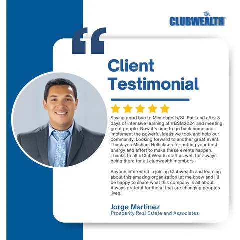 Club Wealth attendee testimonial