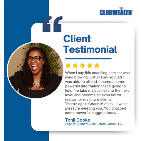 Club Wealth attendee testimonial