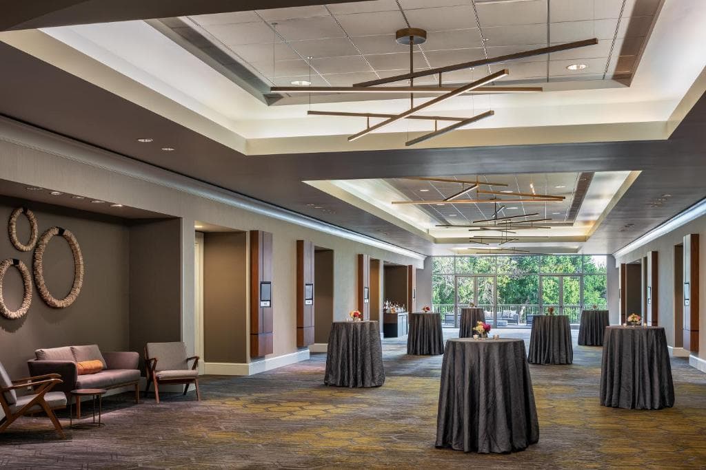 The pre-function foyer set with cocktail tables