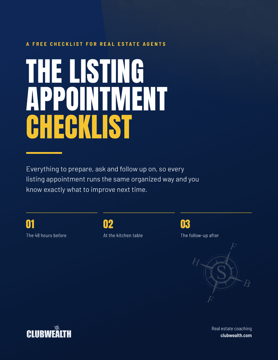 Cover of The Listing Appointment Checklist from Club Wealth